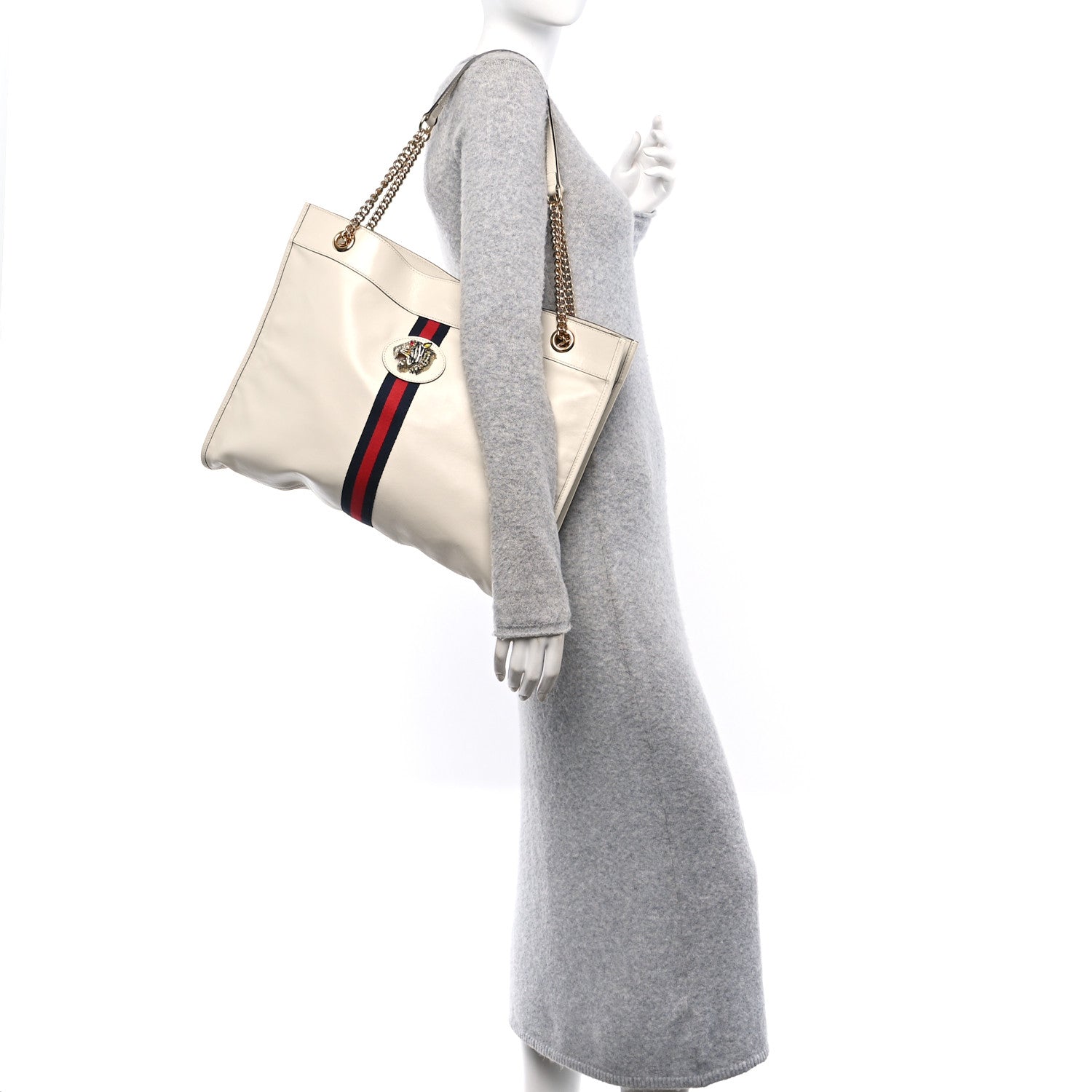 Gucci Calfskin Large Rajah Chain Tote White 2 of 13