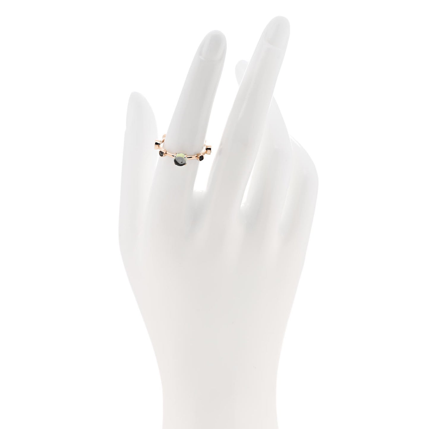 18K Rose Gold Black Diamond Peridot Band Ring 53 6.25