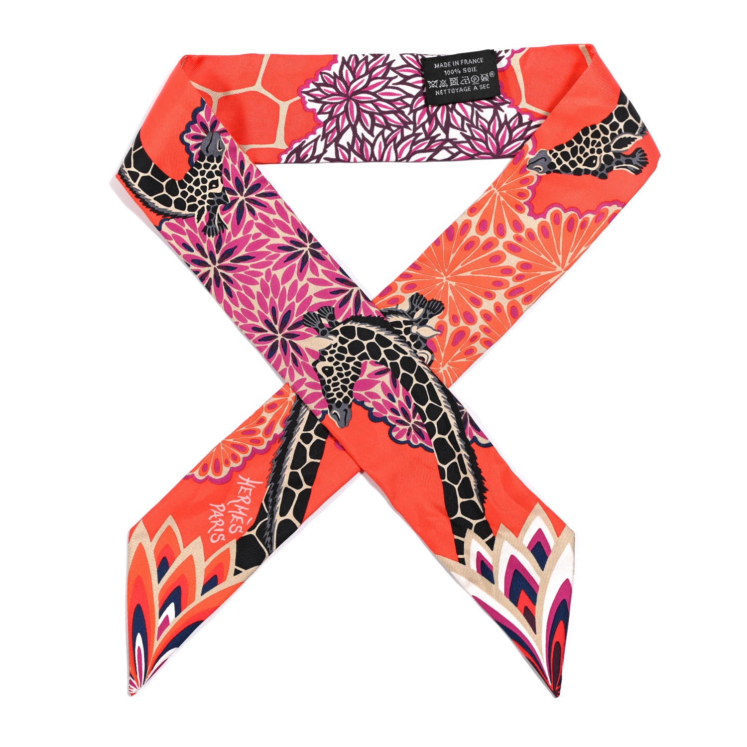 Hermes Silk The Three Graces Twilly Vermillion Fuchsia 1 of 4