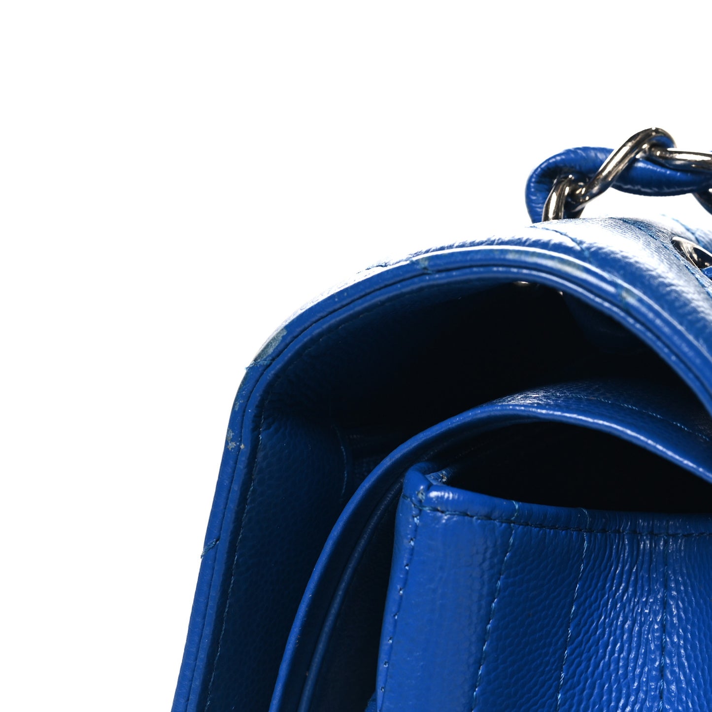 Caviar Chevron Quilted Jumbo Double Flap Blue