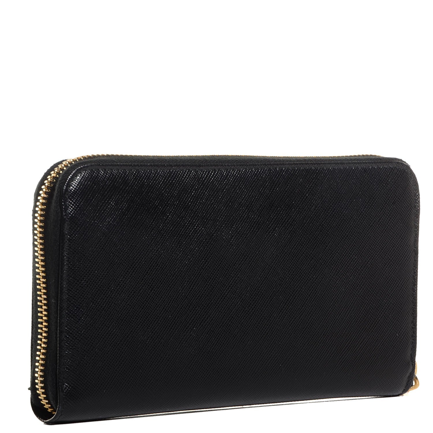 Prada Saffiano Metal Zip Around Wallet Nero Black 3 of 10