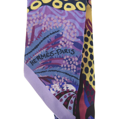 Hermes Silk Under The Waves Twilly Mauve Marine Jaune 4 of 4