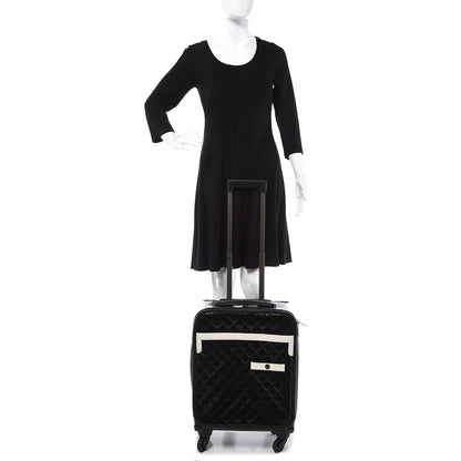 Chanel Vinyl Calfskin Quilted Coco Case Trolley Rolling Luggage Black 2 of 8