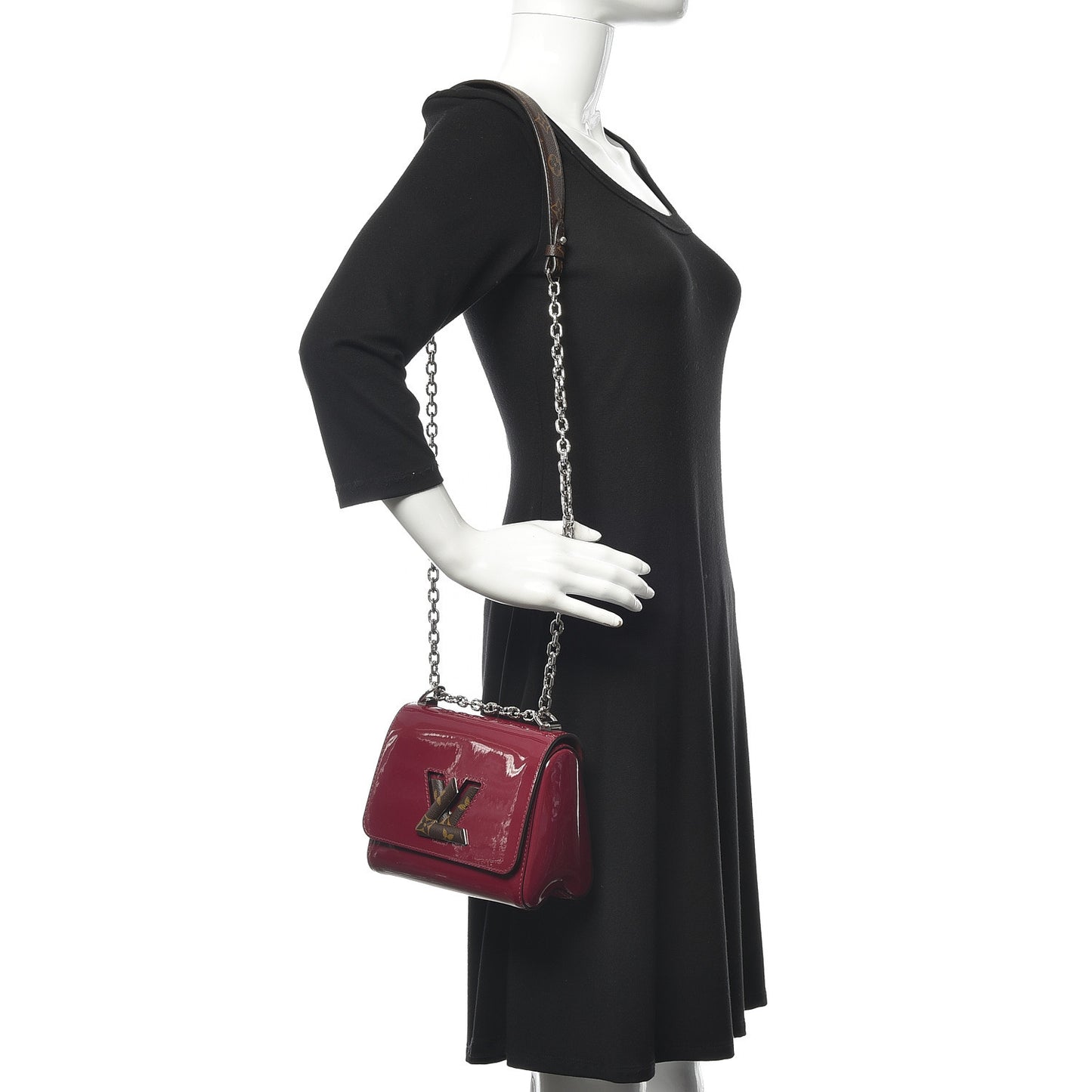 Patent Monogram Twist Shoulder Bag PM in Magenta