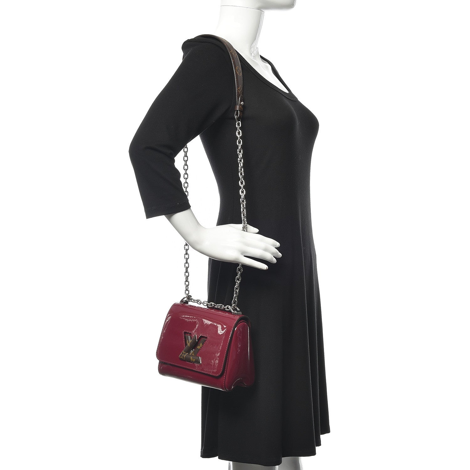 Louis Vuitton Patent Monogram Twist Shoulder Bag PM in Magenta 2 of 10