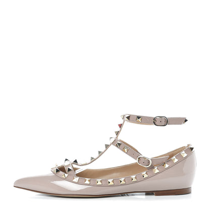 Valentino Garavani Patent Rockstud Cage Ballerina Flats 37 Poudre 1 of 8