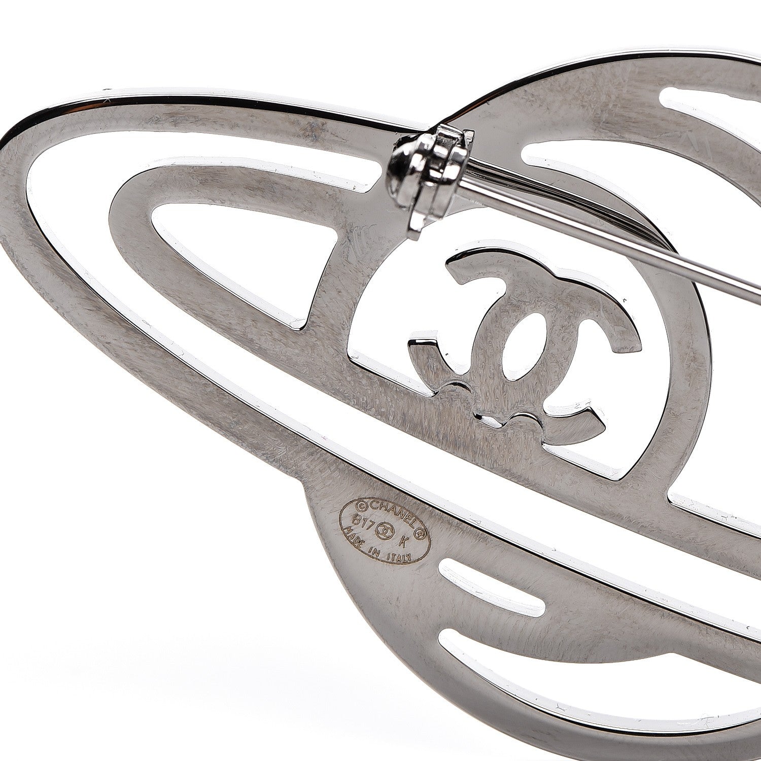 Chanel Crystal CC Planet Brooch Purple Light Blue Silver 4 of 5