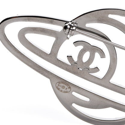 Chanel Crystal CC Planet Brooch Purple Light Blue Silver 4 of 5