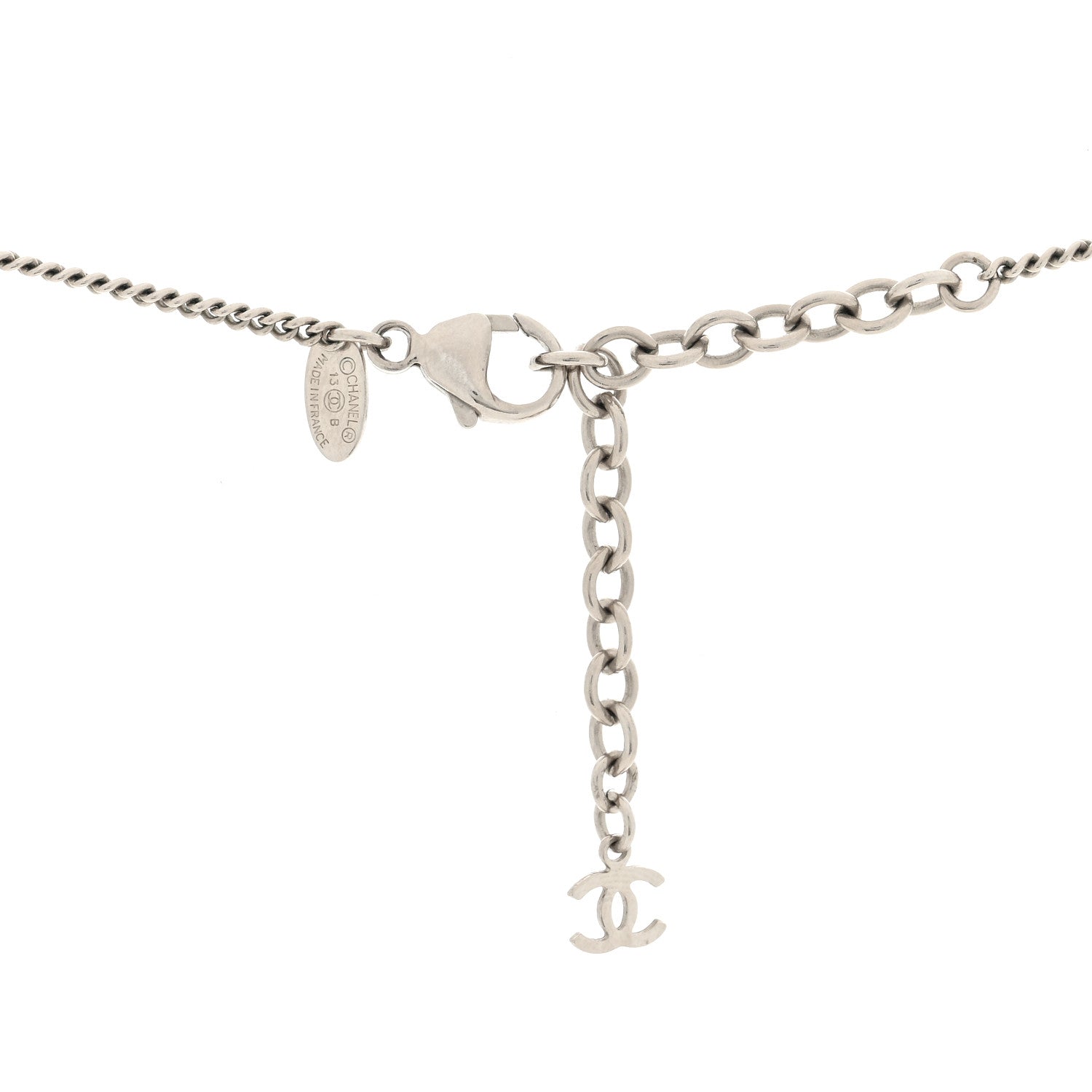 Chanel Resin CC Necklace Silver 4 of 5