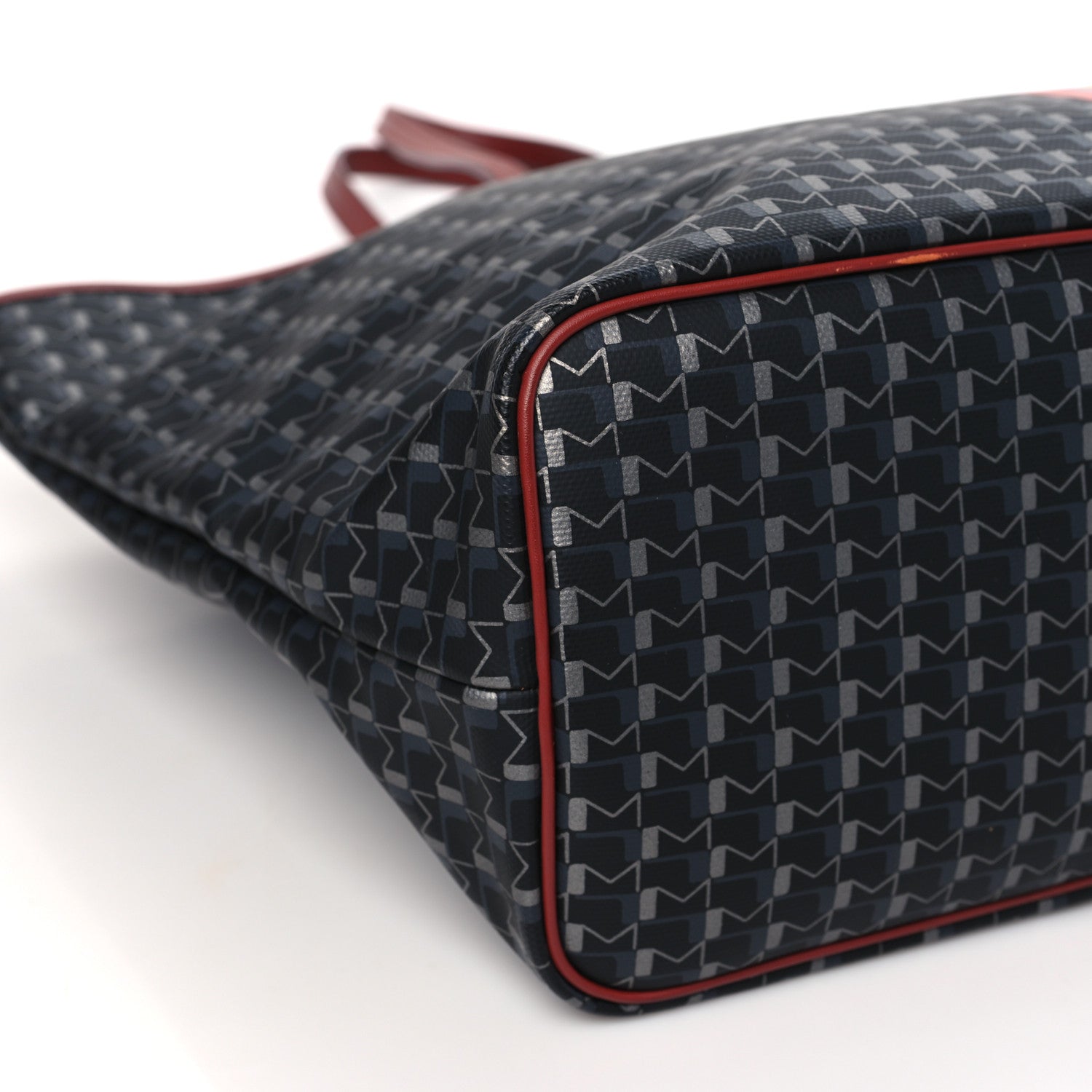 Moynat Grained Calfskin Canvas 1920 Oh! Tote Ruban GM Carbon Silver Madder 9 of 11