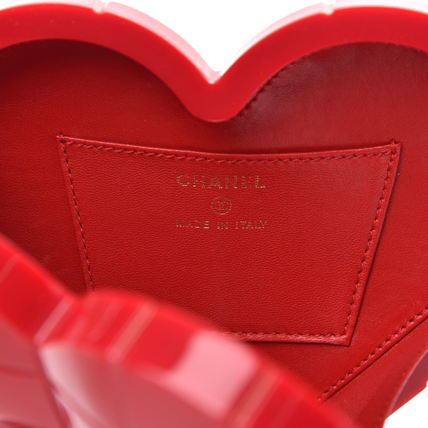 Chanel Plexiglass Heart Minaudiere Clutch Red 6 of 7
