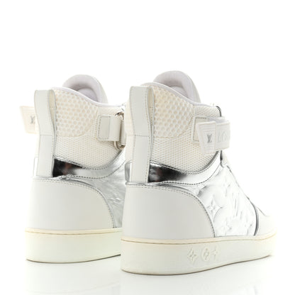 Louis Vuitton Metallic Calfskin Embossed Monogram Boombox Sneakers 36.5 White Silver 4 of 10