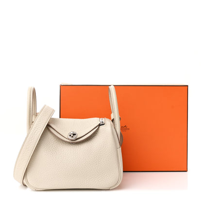 Hermes Taurillon Clemence Mini Lindy 20  Beton 12 of 12