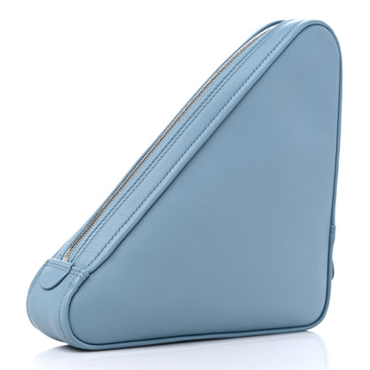 Balenciaga Shiny Day Calfskin Logo M Triangle Pouch Grey Blue White 3 of 10