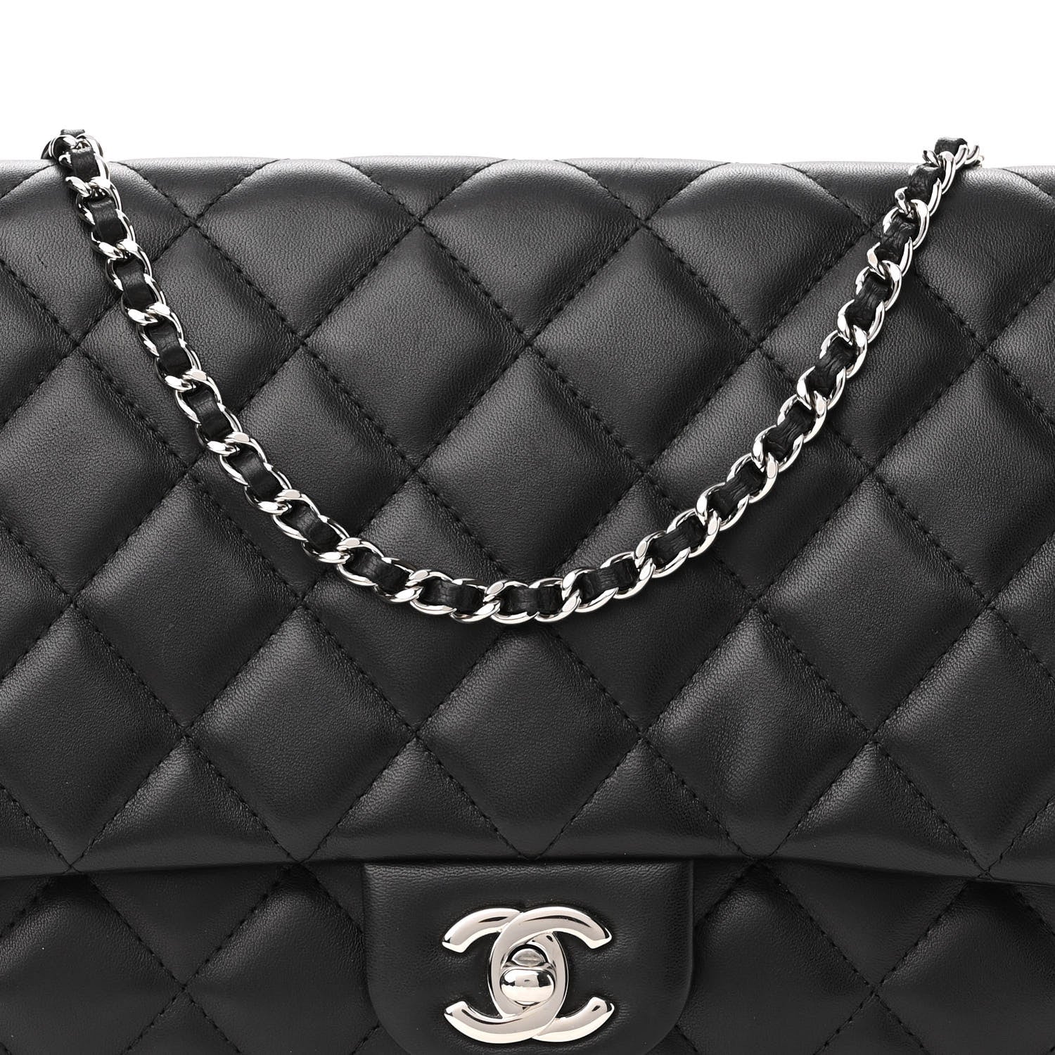 Chanel Lambskin Quilted Clutch With Chain Flap Black 10 of 10
