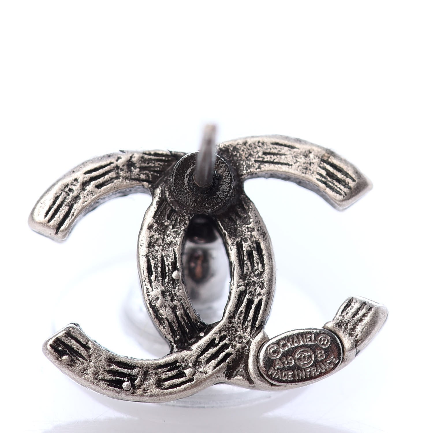 Chanel Crystal Royal Flush CC Stud Earrings Silver 4 of 4