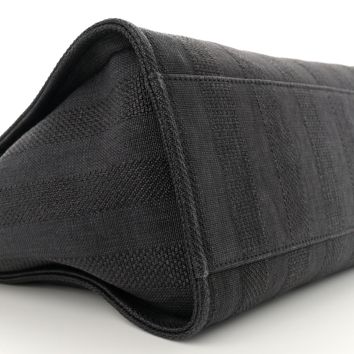 Mixed Fibers Calfskin Striped Medium Deauville Tote Black