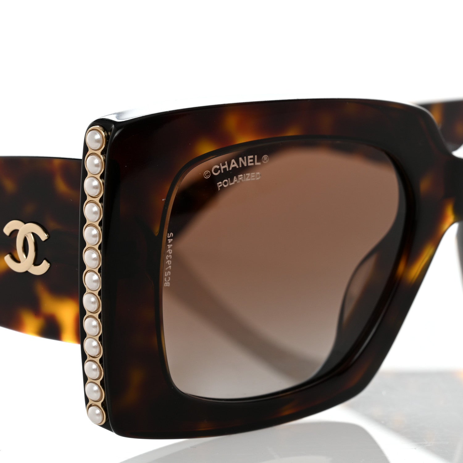 Chanel Acetate Pearl Rectangle Sunglasses 5480-H-A Tortoise 7 of 8