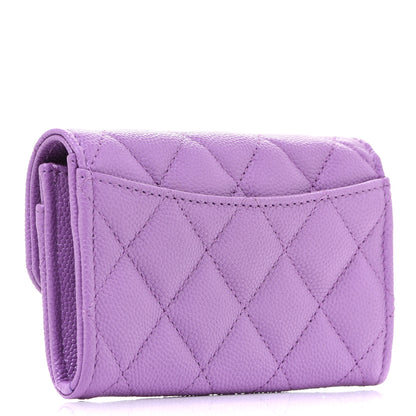 Chanel Caviar Quilted Flap Card Holder Wallet Purple 3 of 9