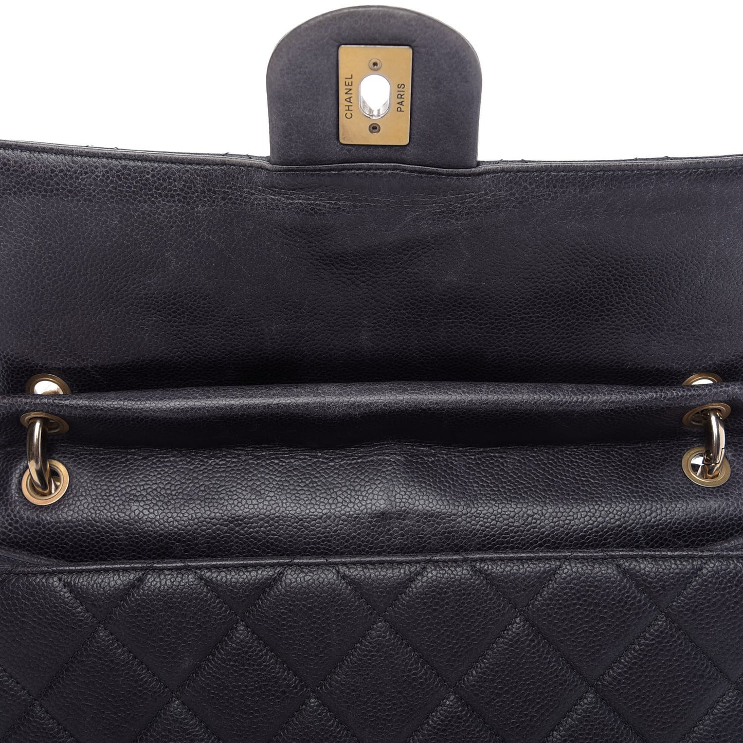 Caviar Quilted Large Retro Class Flap Dark Grey