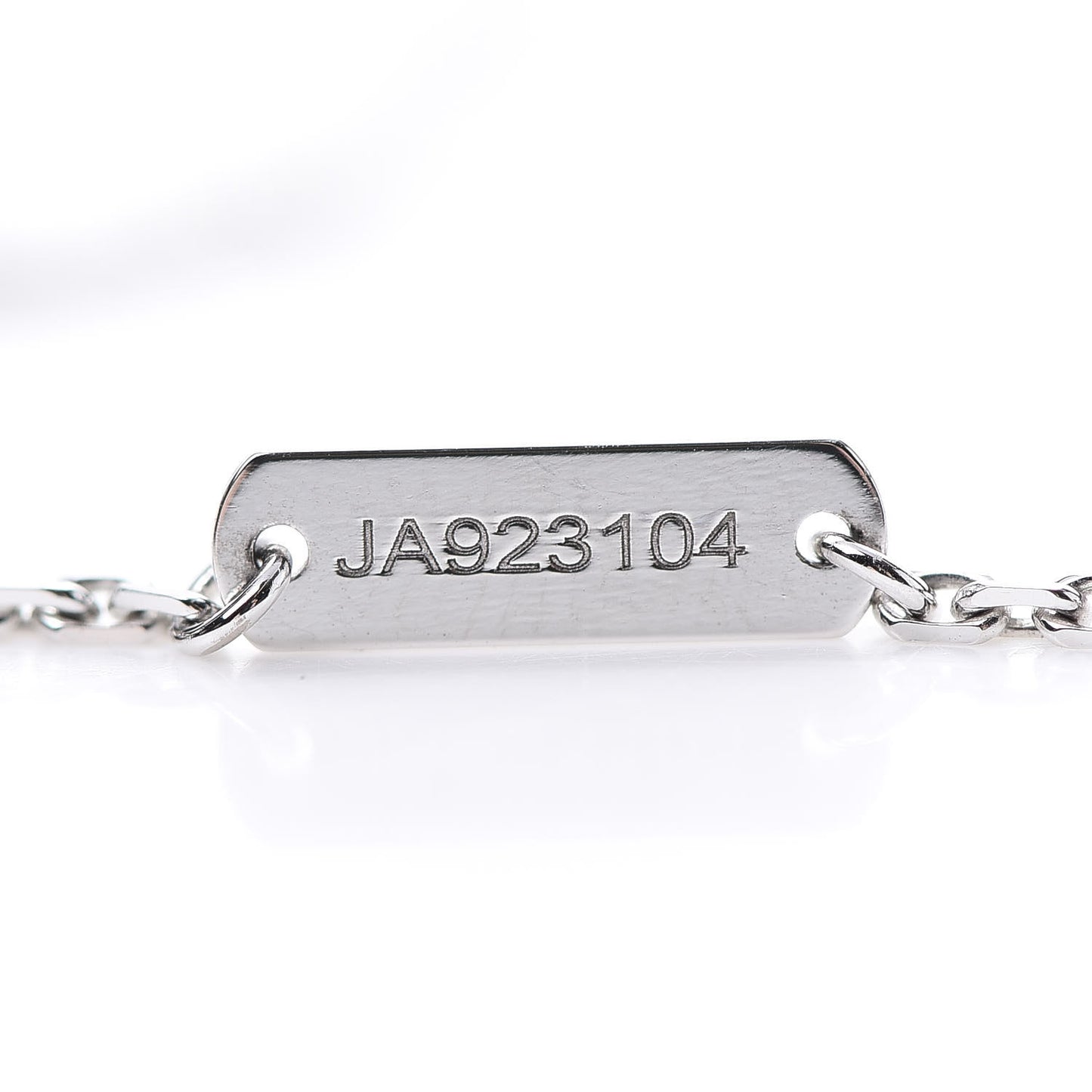 18K White Gold Diamond Guilloche Vintage Alhambra Pendant Necklace