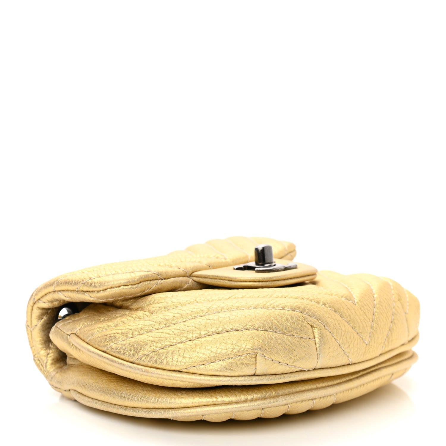 Chanel Metallic Aged Calfskin Chevron Small Bubble CC Flap Gold 5 of 11