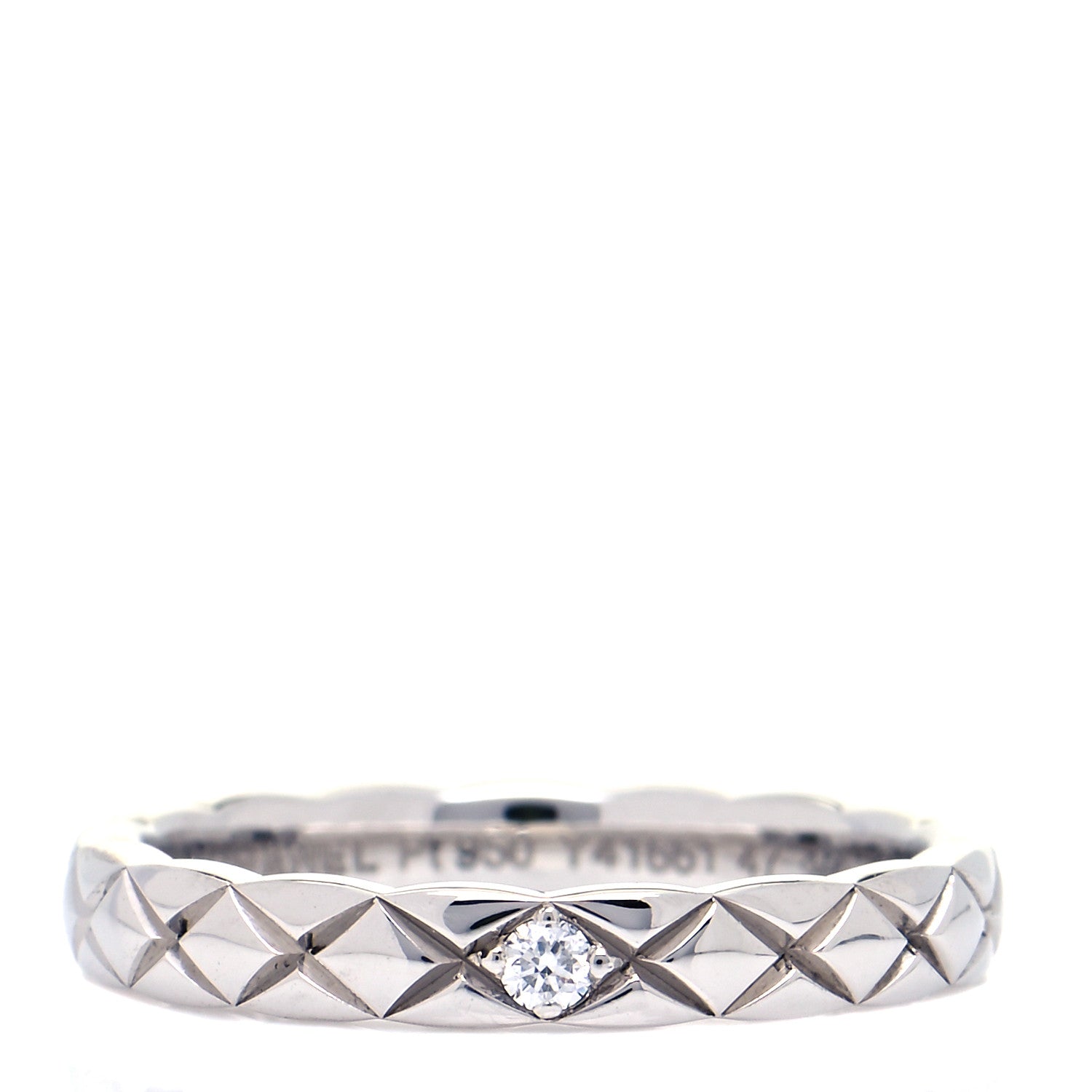 Chanel Platinum Diamond Mini Coco Crush Ring 47 4 1 of 6
