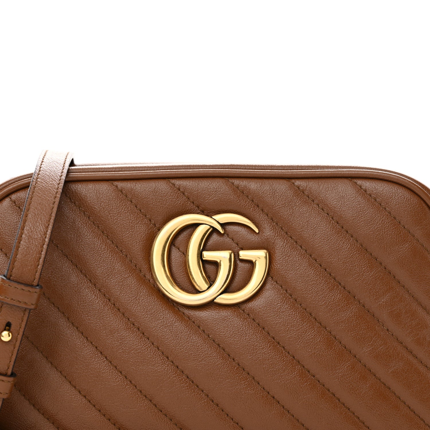 Gucci Glazed Calfskin Matelasse Diagonal Small GG Marmont Chain Shoulder Bag Cuir 8 of 13