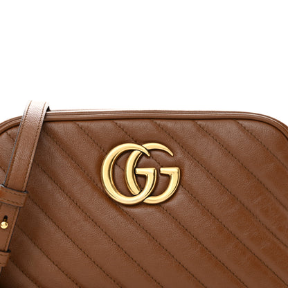 Gucci Glazed Calfskin Matelasse Diagonal Small GG Marmont Chain Shoulder Bag Cuir 8 of 13