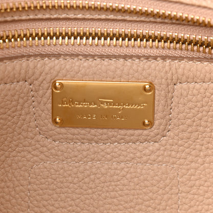 Salvatore Ferragamo Hammered Calfskin Double Handle Small Amy Tote Cumin 6 of 10