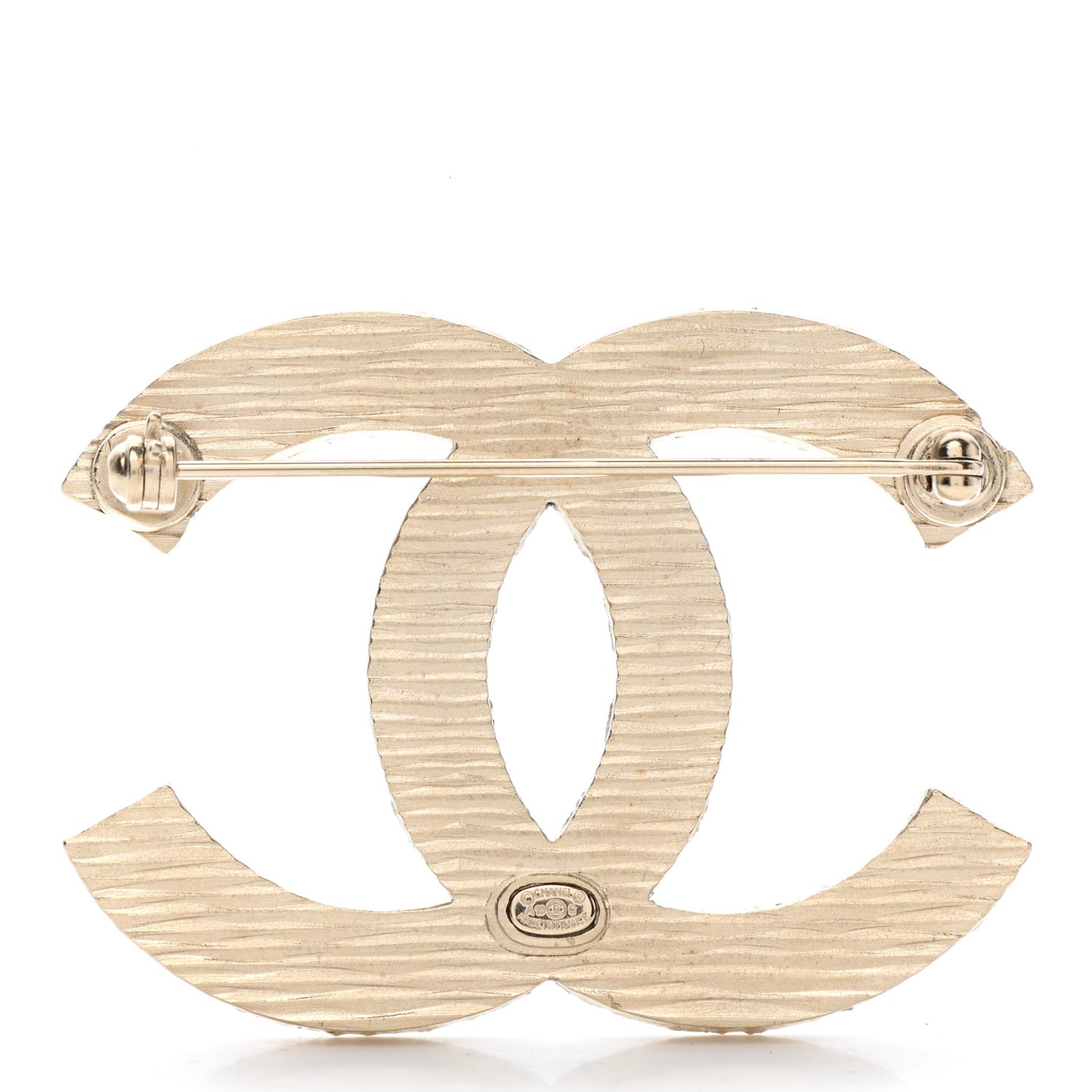Enamel Striped CC Brooch Blue Gold