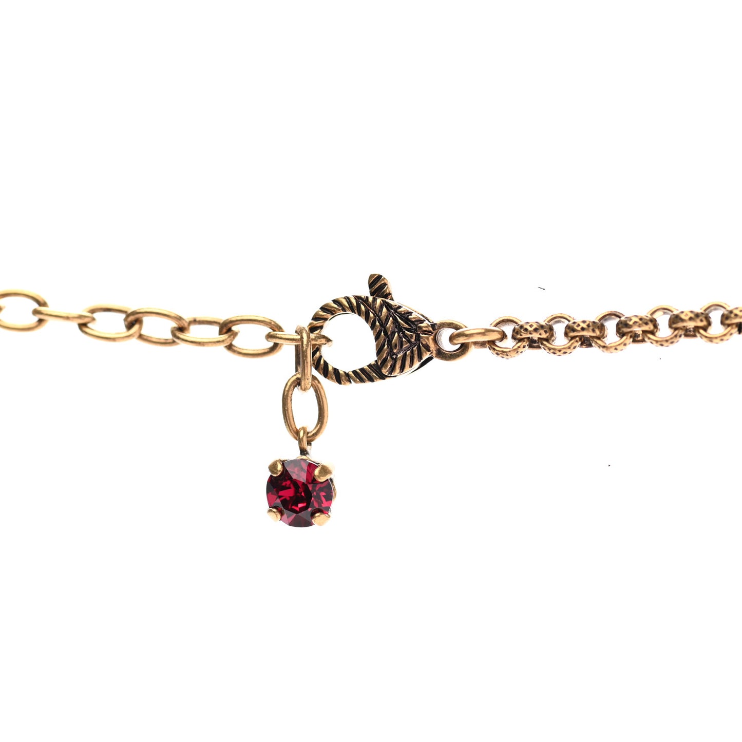Crystal Embellished Double G Necklace Aged Gold Green