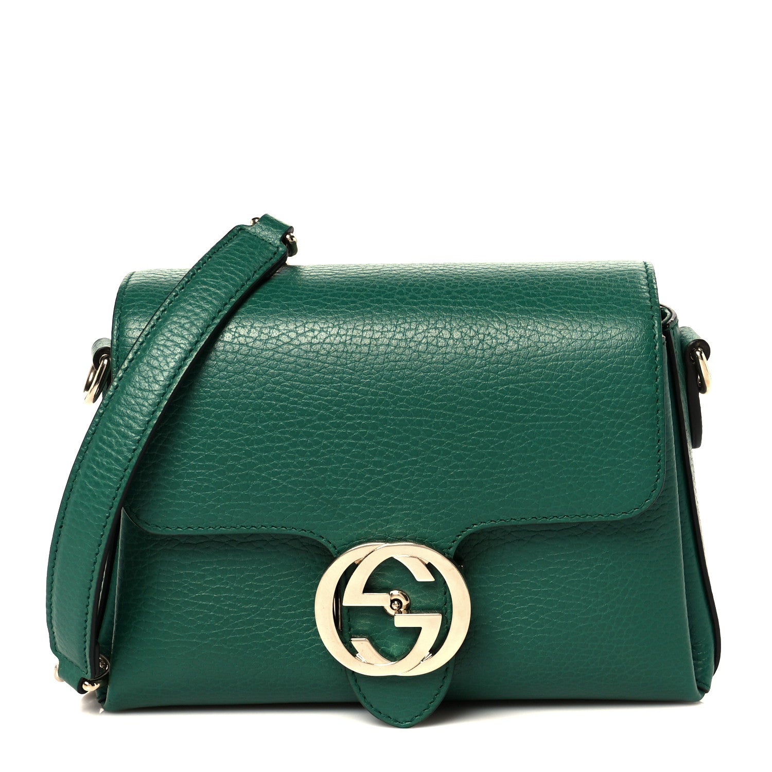 Gucci Dollar Calfskin Interlocking G Crossbody Bag Emerald 1 of 12