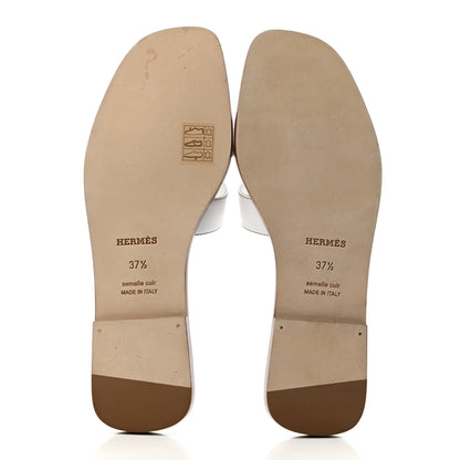 Hermes Box Calfskin Oran Sandals 37.5 White 7 of 8