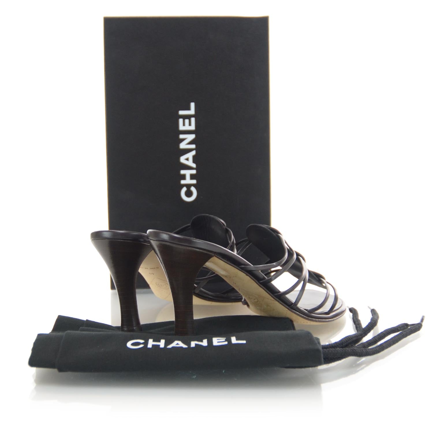 Chanel Leather Strappy Mules 40 Black 3 of 7