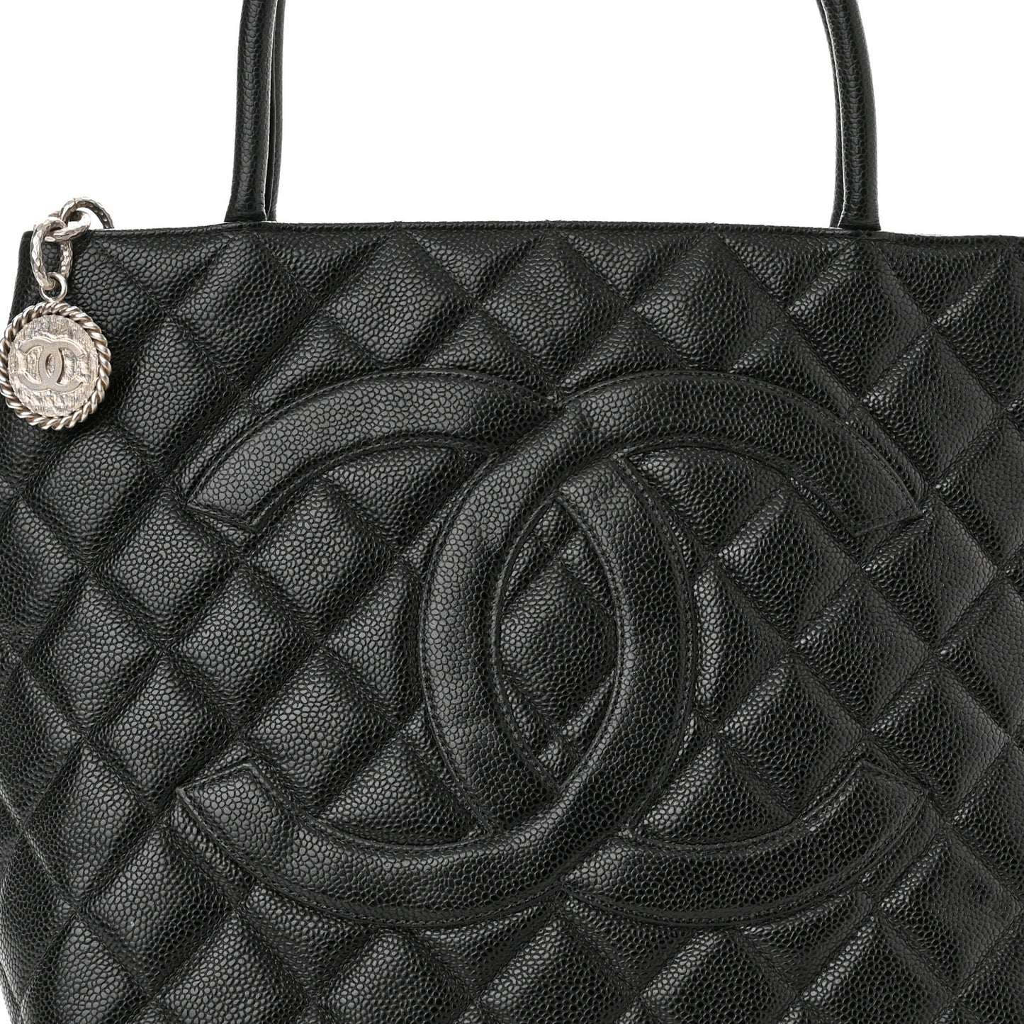 Caviar Quilted Medallion Tote Black