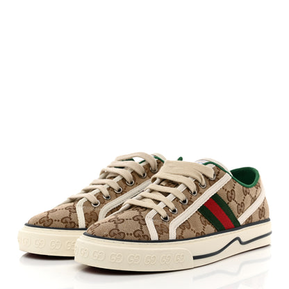 Gucci GG Monogram Web Womens 1977 Tennis Sneakers 38 Beige Ebony Mystic White 3 of 8