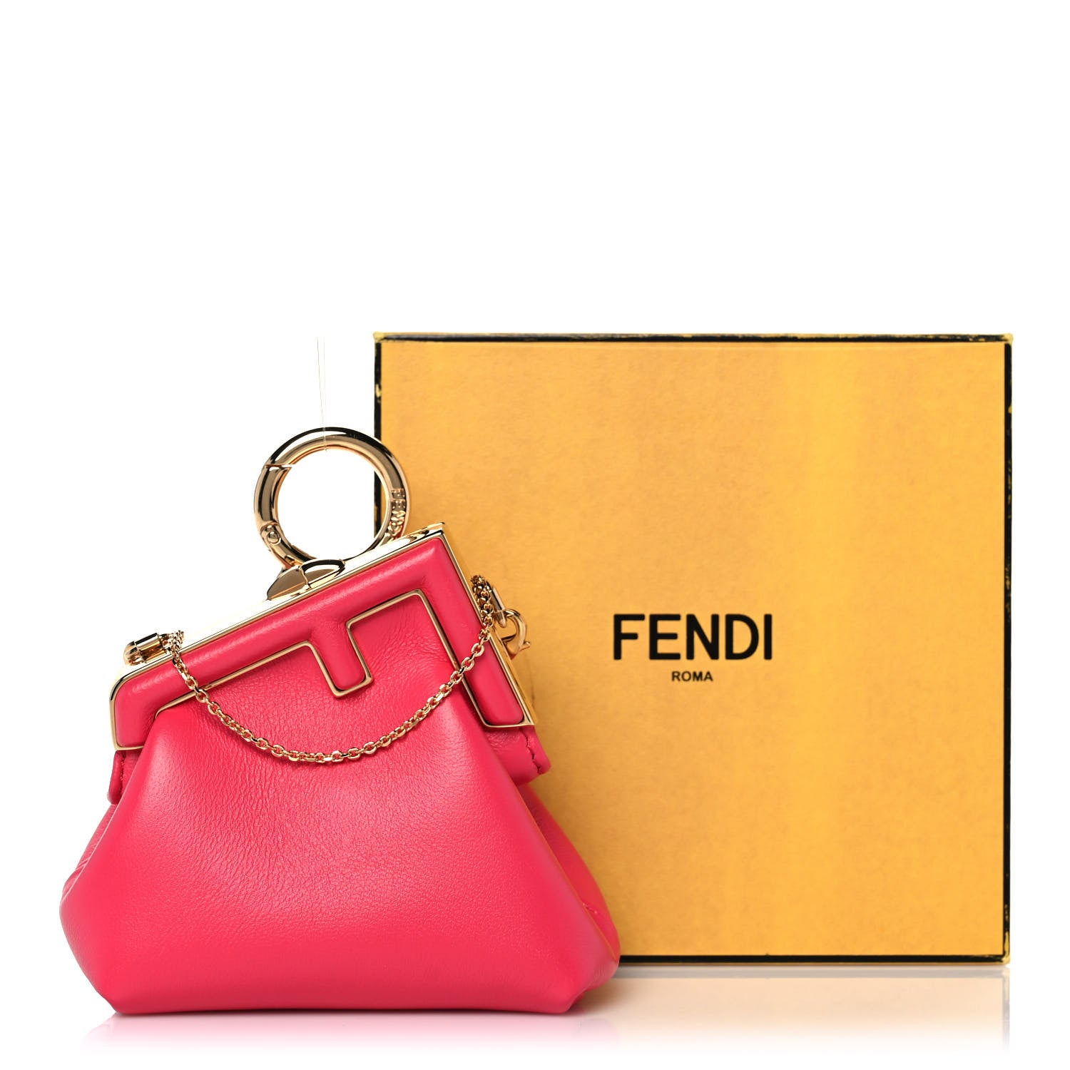 Fendi Shiny Nappa Nano Fendi First Bag Charm Lampone 9 of 9