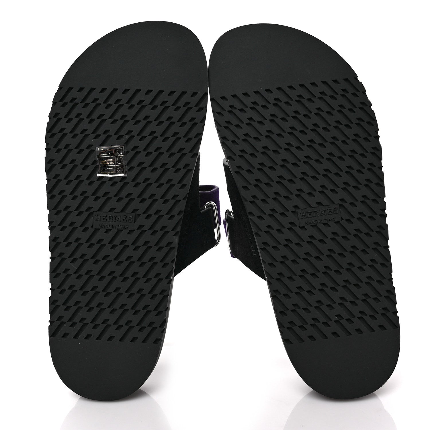 Hermes Suede Goatskin Womens Chypre Sandals 37.5 Marine Violet Majorette 6 of 7