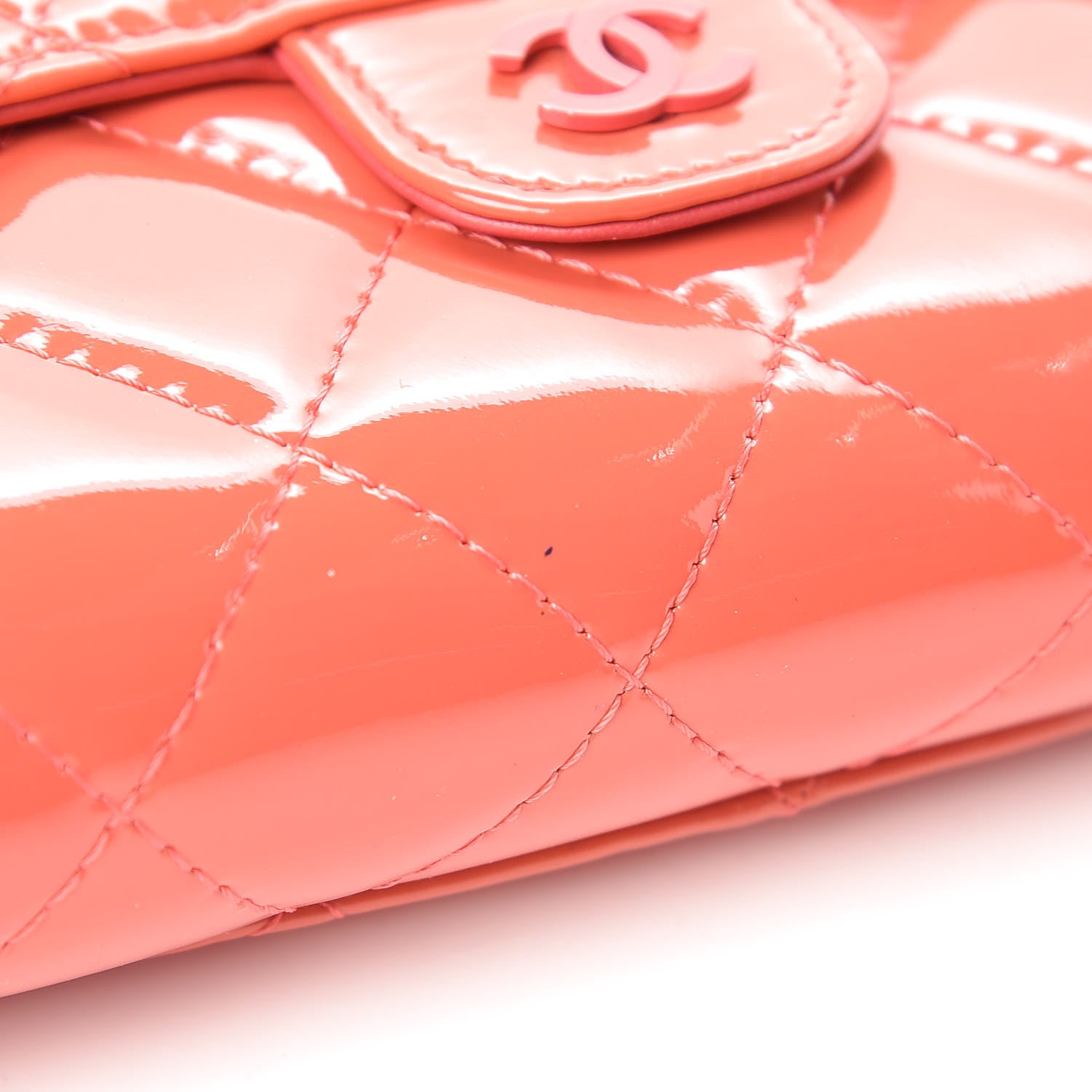 Chanel Patent Quilted Travel Wallet Rose Fonce 18 of 22