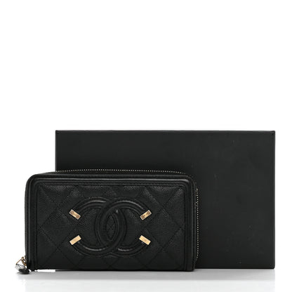 Chanel Caviar Quilted Medium Filigree Zip Around Wallet Black 11 of 11