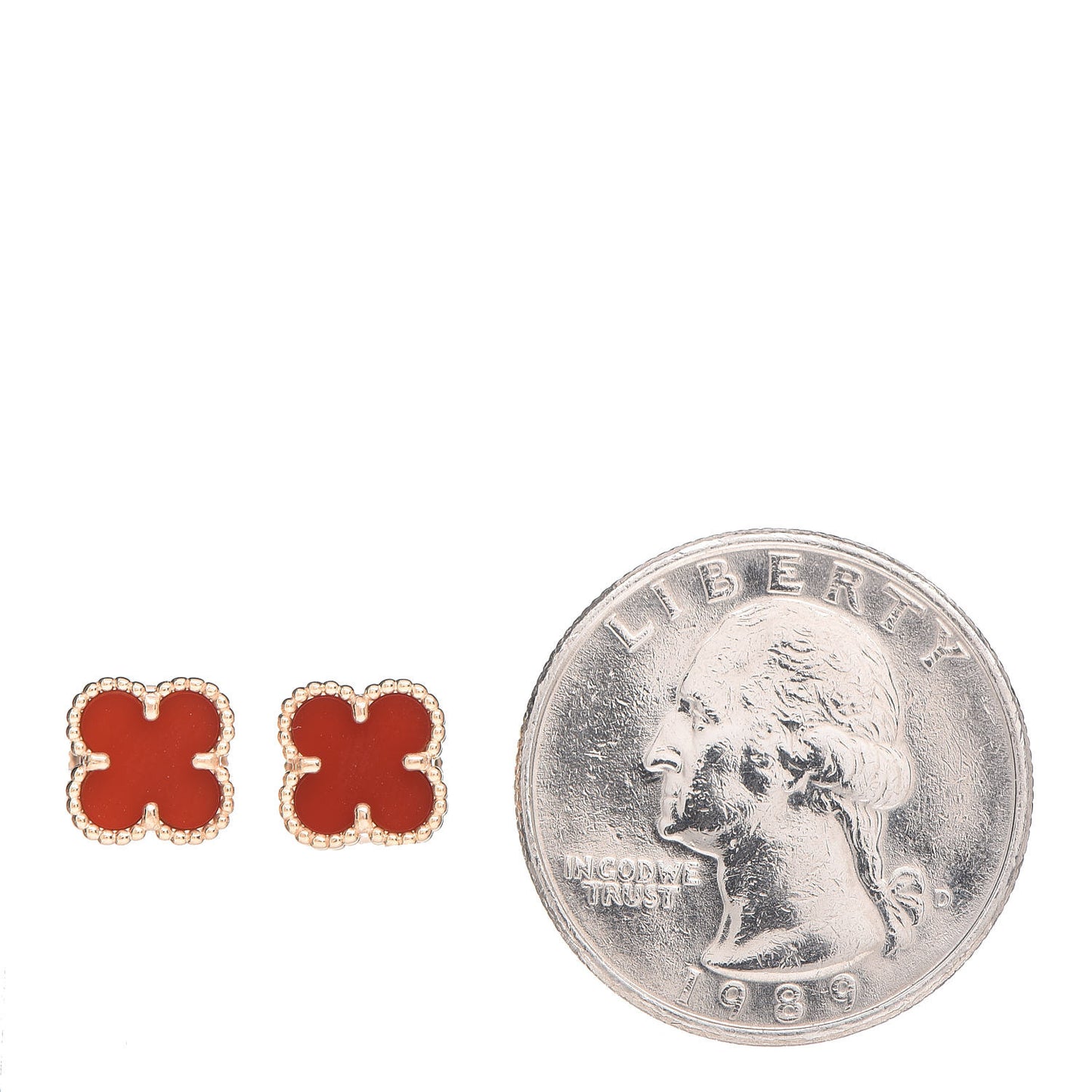 18K Rose Gold Carnelian Sweet Alhambra Earrings
