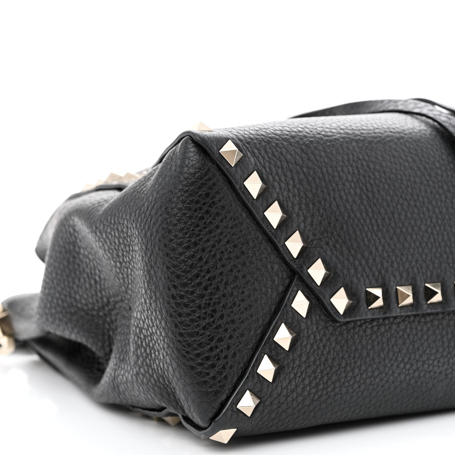 Valentino Garavani Pebbled Calfskin Rockstud Bucket Bag Black 7 of 8