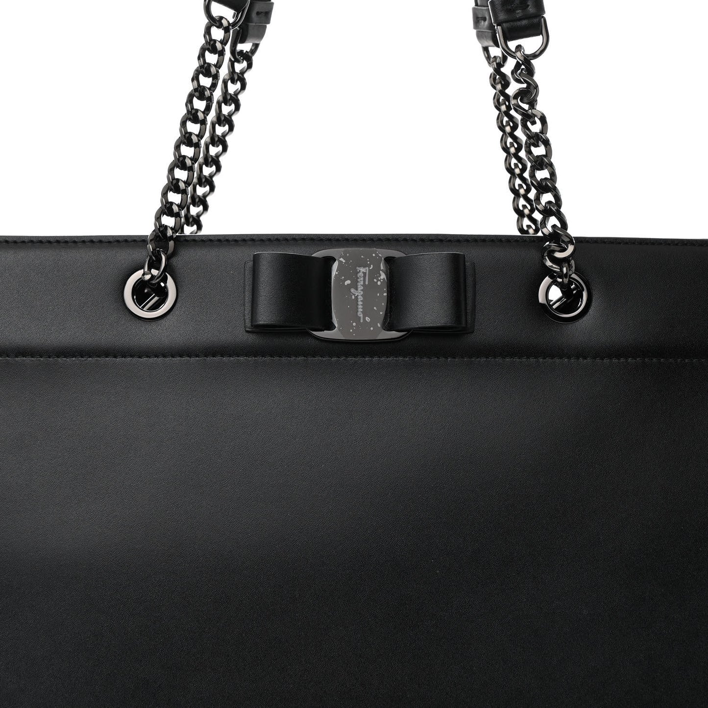 Calfskin Vara Bow Chain Tote Black
