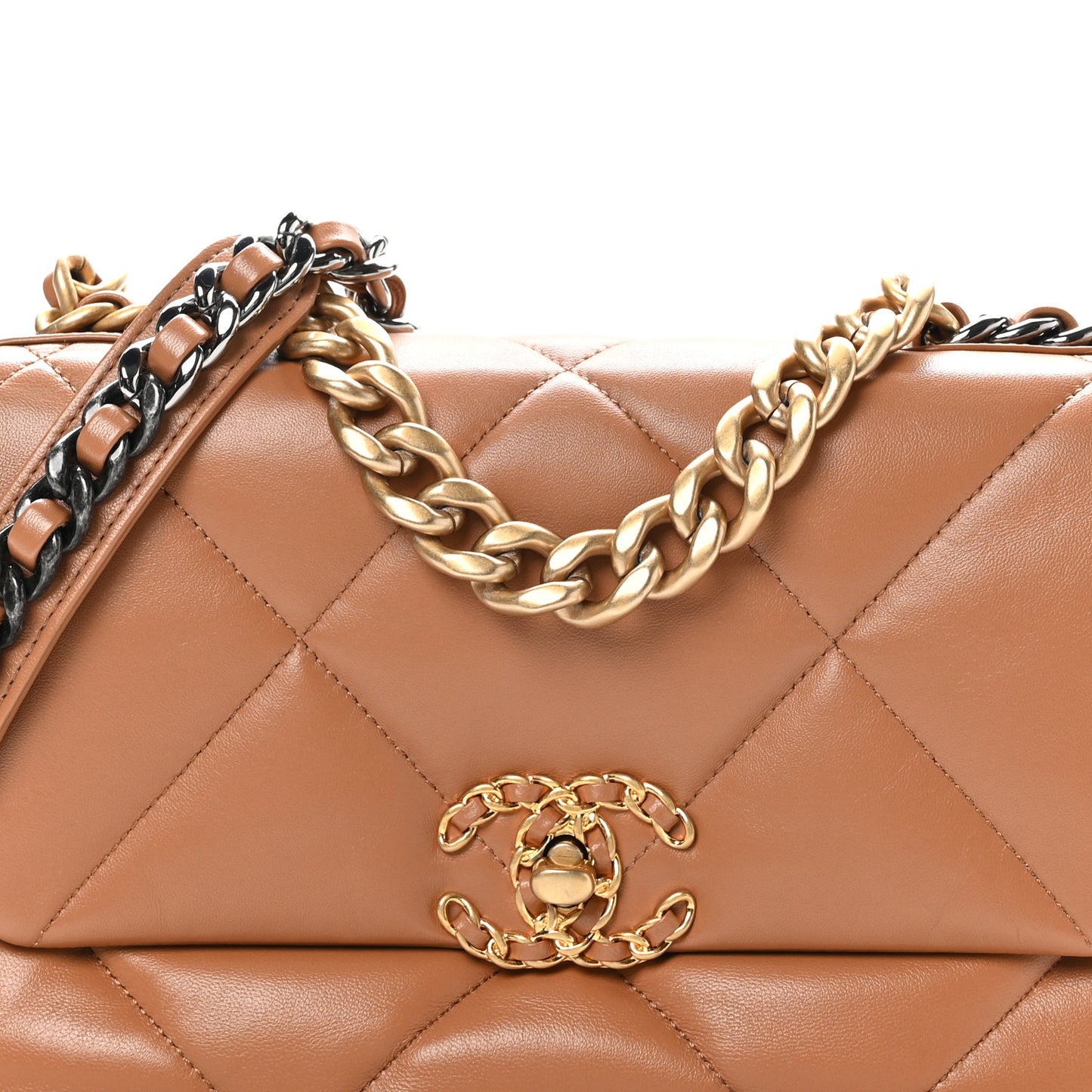 Lambskin Quilted Medium Chanel 19 Flap Brown