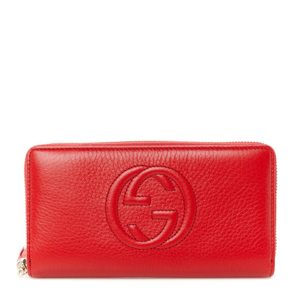 Gucci Pebbled Calfskin Soho Zip Around Wallet Red 1 of 8