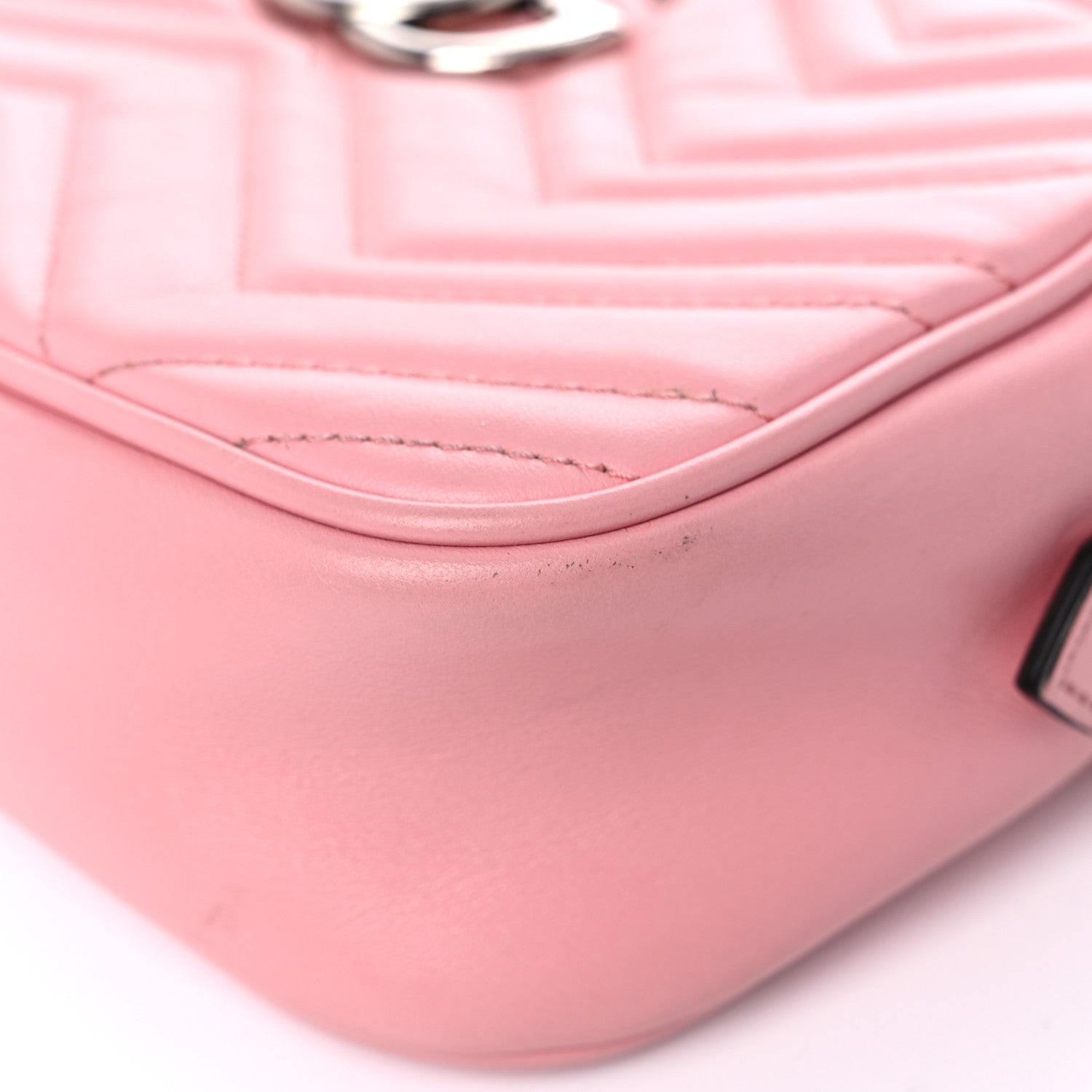 Gucci Calfskin Matelasse Small GG Marmont Chain Shoulder Bag Wild Rose 10 of 19