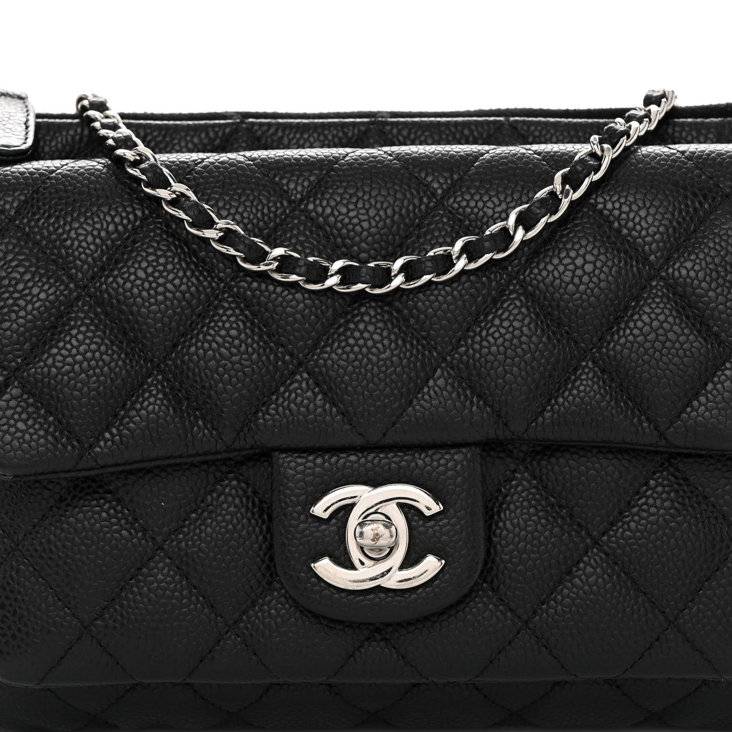 Iridescent Caviar Quilted Daily Zip Crossbody Bag Black