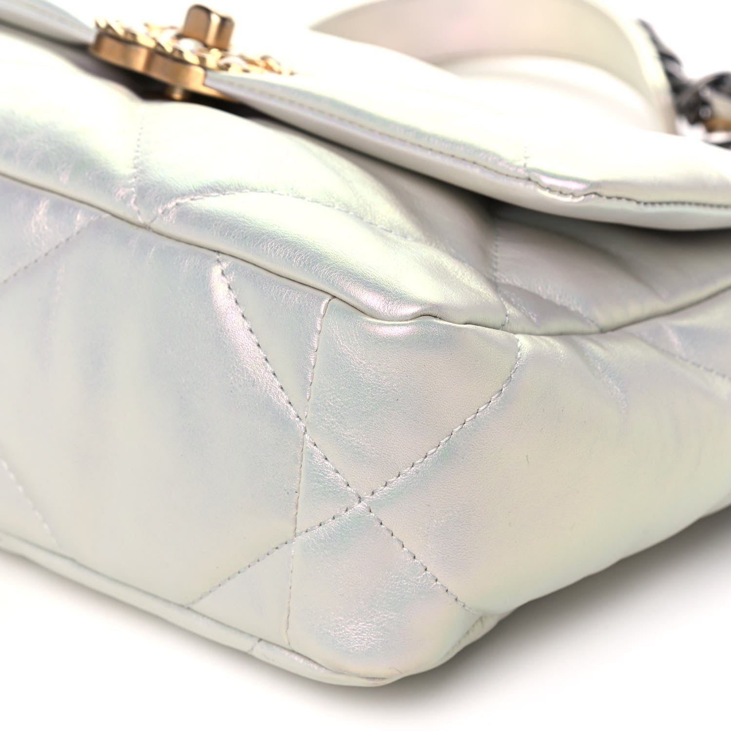 Chanel Iridescent Calfskin Quilted Medium Chanel 19 Flap White 10 of 12