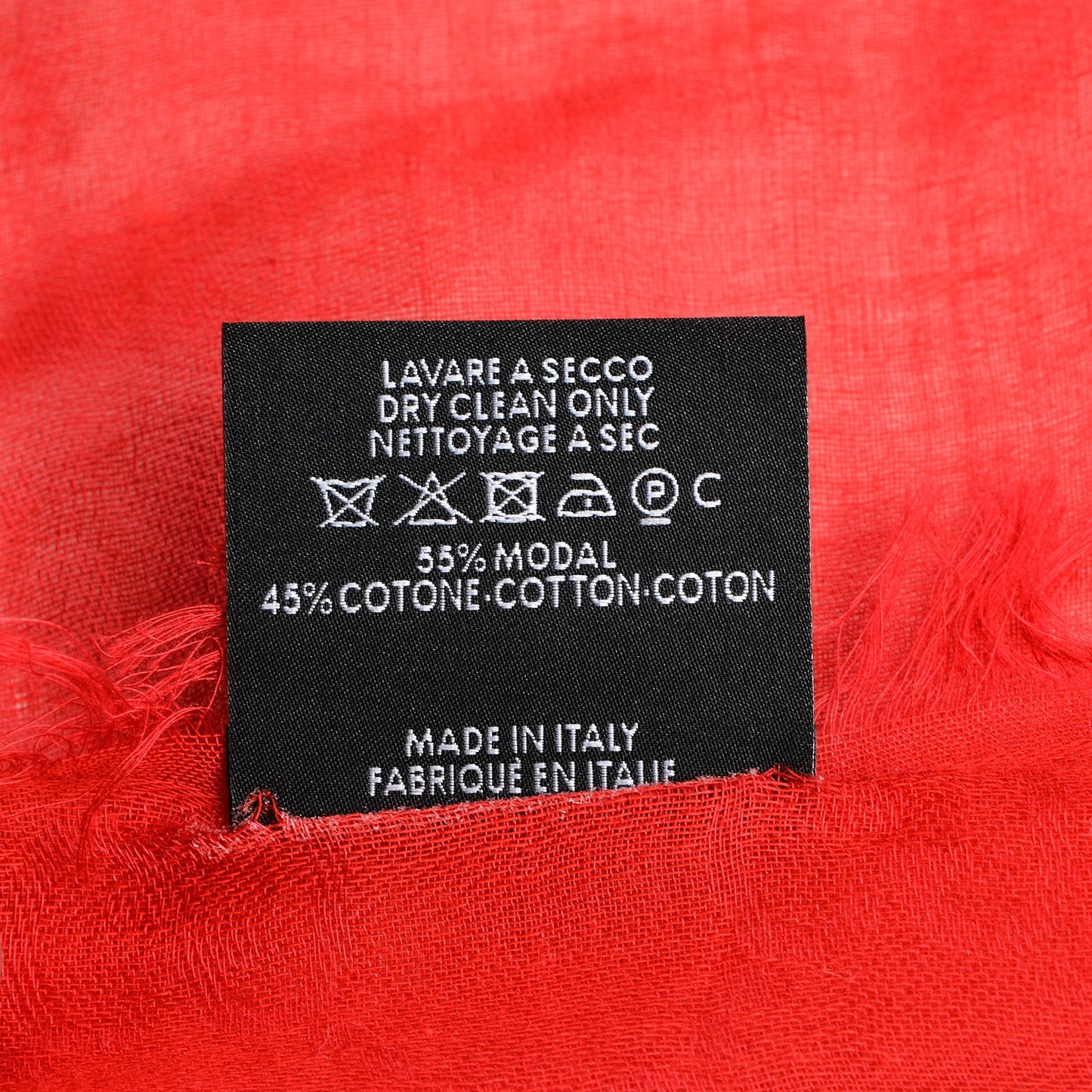 Modal Cotton Monogram Fringe Square Scarf Red